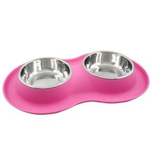 Fou Fou Dog Silicone Dog/Cat Bowls PINK